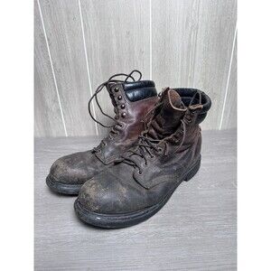 Red Wing Shoes Men's Brown Leather Work Boots Lace Up Safety Toe USA Made